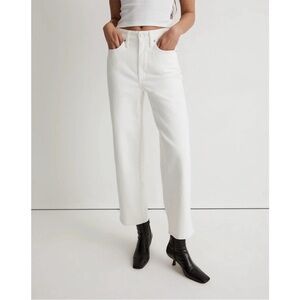 Madewell Perfect Vintage Wide Leg Crop Jeans tile white size 24T NWT